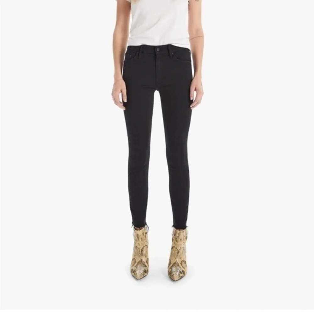 Mother The looker frayed ankle black jeans
